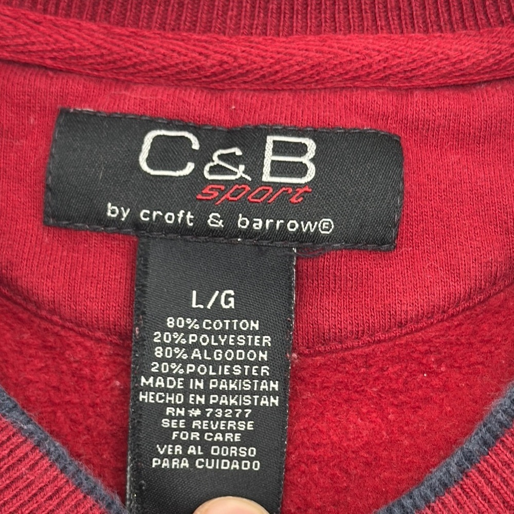 Croft & Barrow Red Crewneck Cozy Fleece vintage size large c&b sweatshirt shirt - Picture 2 of 6